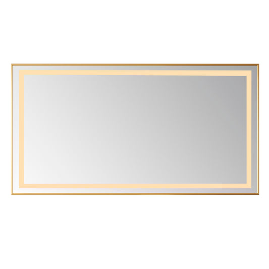 Vinnova, Teruel 60" Rectangular Aluminum Framed LED Wall Mount Bathroom Vanity Mirror in Gold