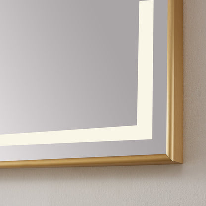 Vinnova, Teruel 60" Rectangular Aluminum Framed LED Wall Mount Bathroom Vanity Mirror in Gold
