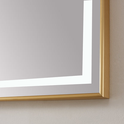 Vinnova, Teruel 60" Rectangular Aluminum Framed LED Wall Mount Bathroom Vanity Mirror in Gold