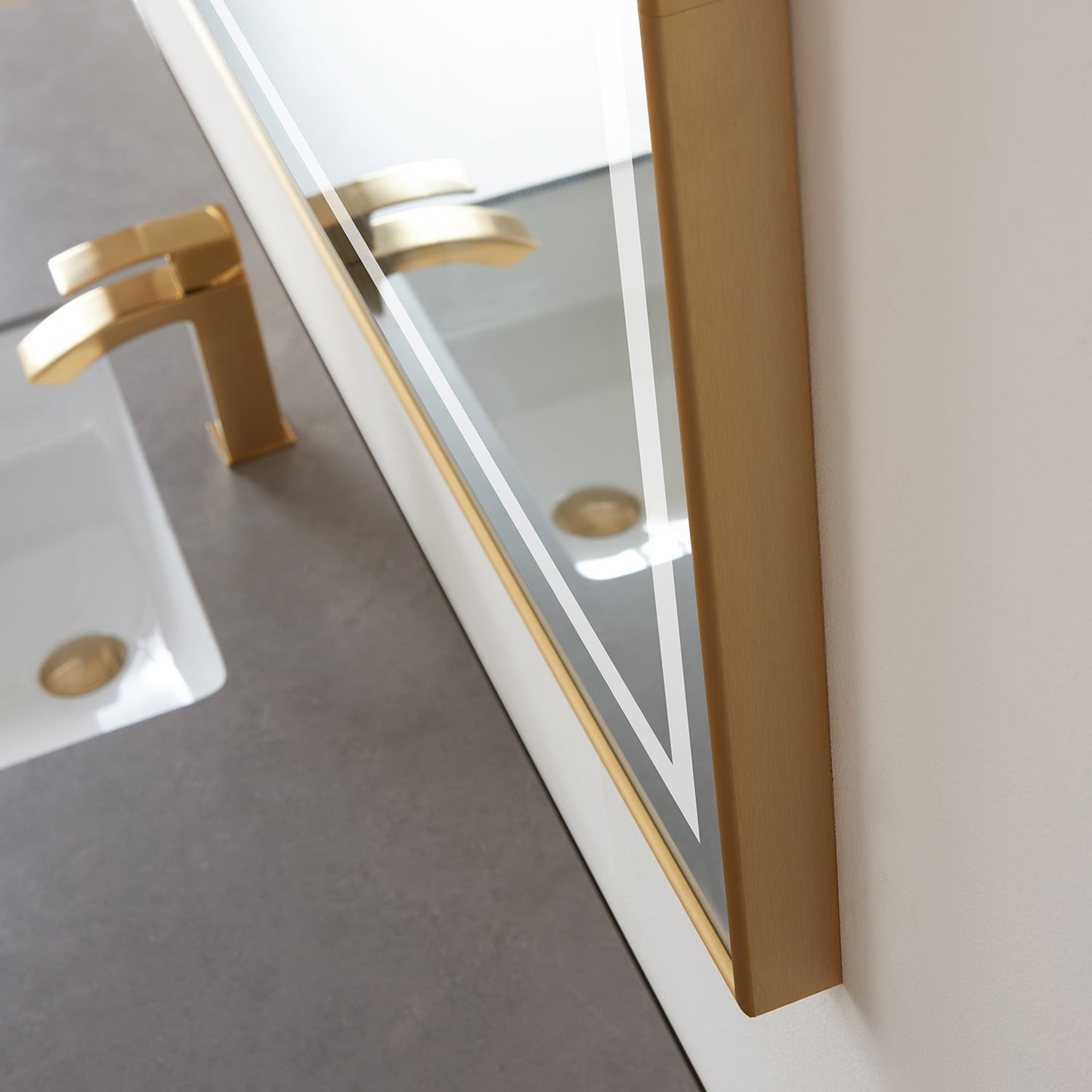 Vinnova, Teruel 60" Rectangular Aluminum Framed LED Wall Mount Bathroom Vanity Mirror in Gold