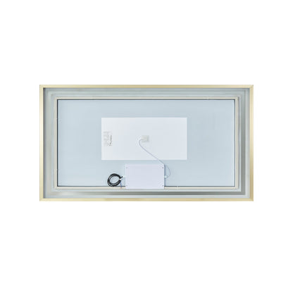 Vinnova, Teruel 60" Rectangular Aluminum Framed LED Wall Mount Bathroom Vanity Mirror in Gold