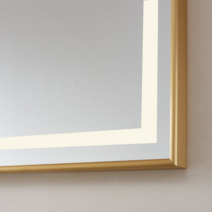 Vinnova, Teruel 72" Rectangular Aluminum Framed LED Wall Mount Bathroom Vanity Mirror in Gold
