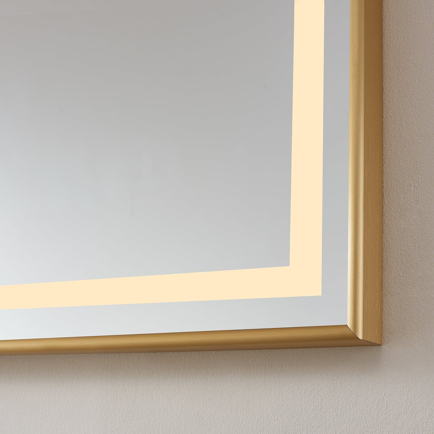 Vinnova, Teruel 72" Rectangular Aluminum Framed LED Wall Mount Bathroom Vanity Mirror in Gold