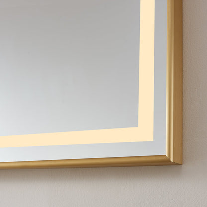 Vinnova, Teruel 72" Rectangular Aluminum Framed LED Wall Mount Bathroom Vanity Mirror in Gold