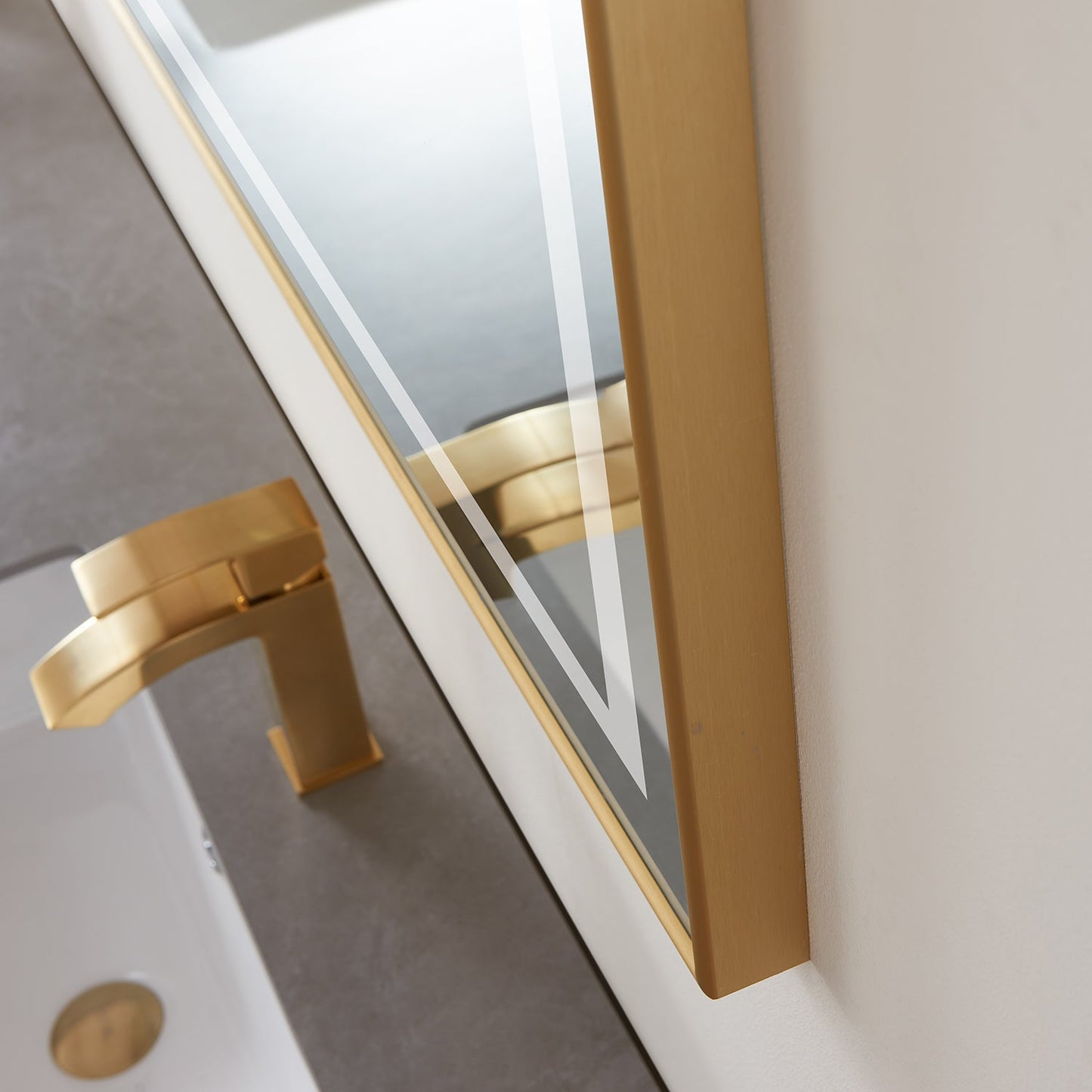 Vinnova, Teruel 72" Rectangular Aluminum Framed LED Wall Mount Bathroom Vanity Mirror in Gold