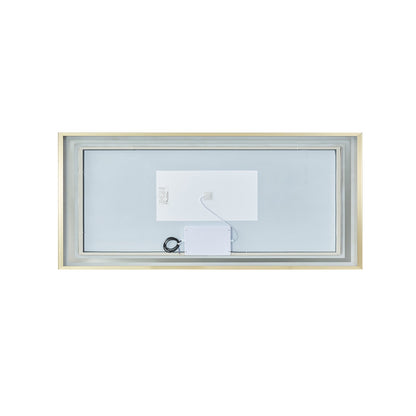 Vinnova, Teruel 72" Rectangular Aluminum Framed LED Wall Mount Bathroom Vanity Mirror in Gold