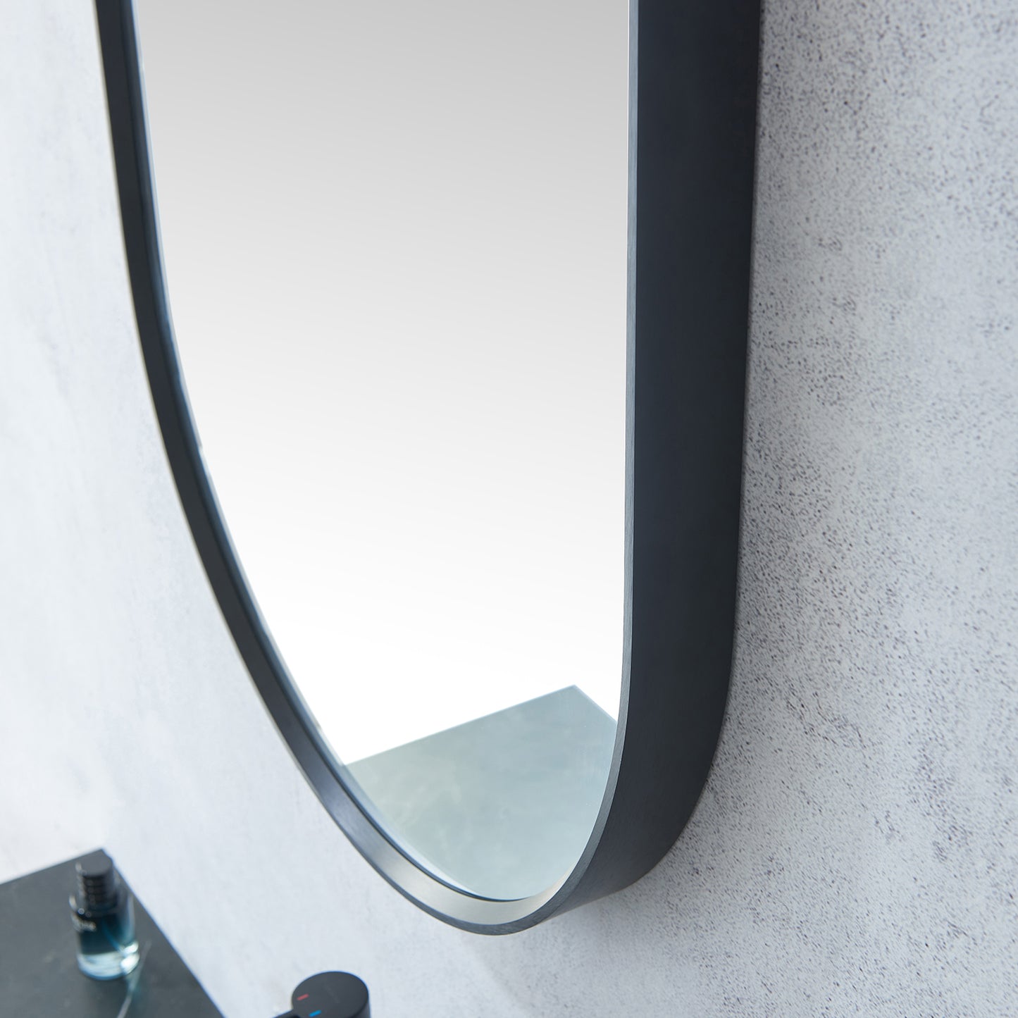 Vinnova, Miajadas 20 in. W x 36 in. H Oval Metal Wall Mirror in Brushed Black
