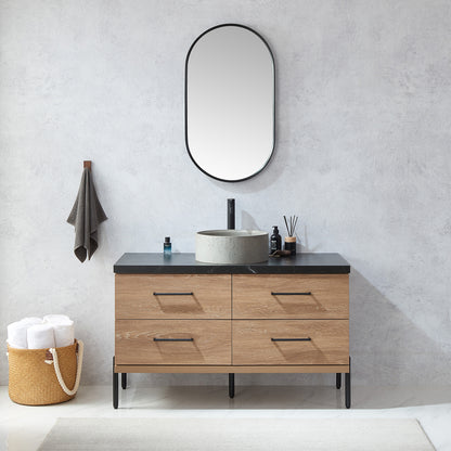 Vinnova, Miajadas 20 in. W x 36 in. H Oval Metal Wall Mirror in Brushed Black