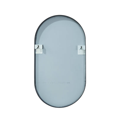 Vinnova, Miajadas 20 in. W x 36 in. H Oval Metal Wall Mirror in Brushed Black