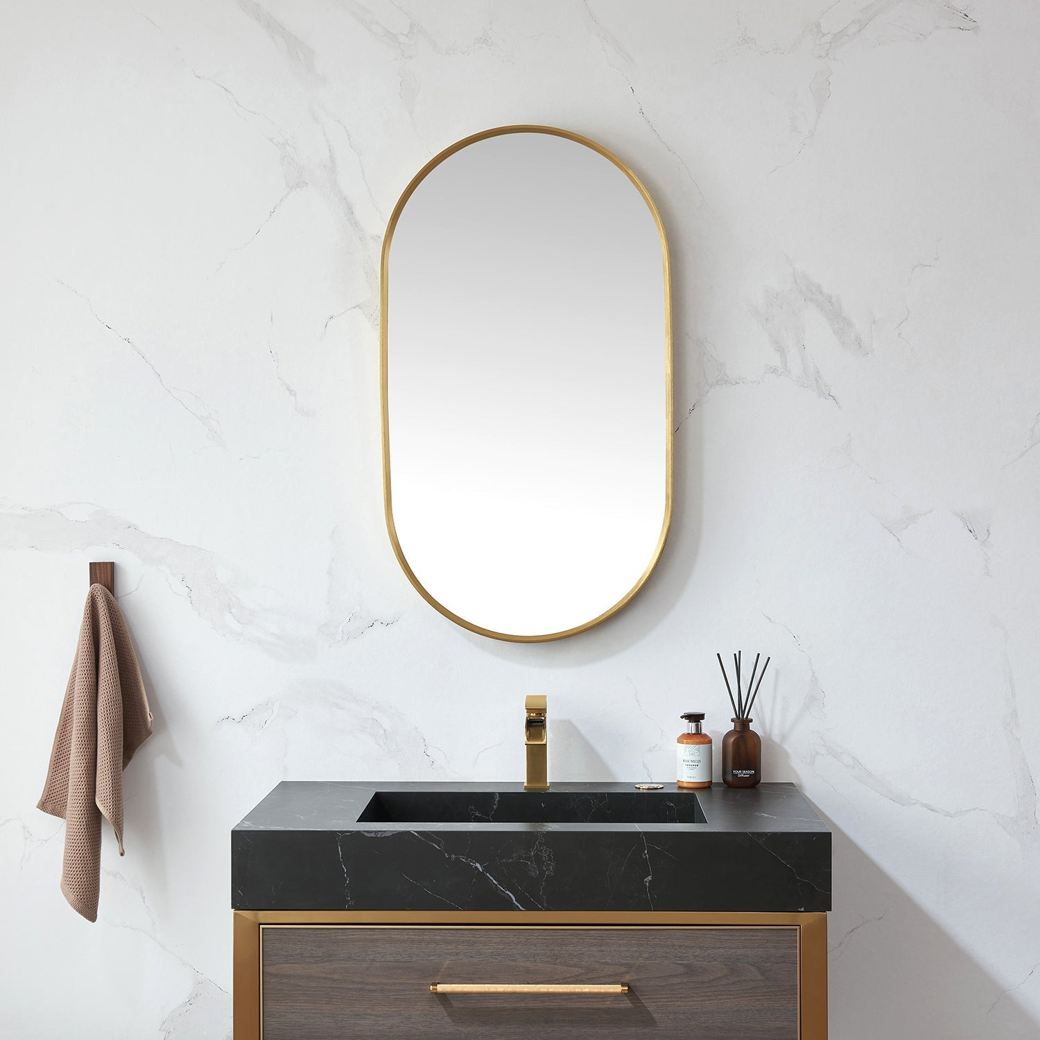 Vinnova Miajadas 20-inch bathroom vanity in Brushed Gold — view 2