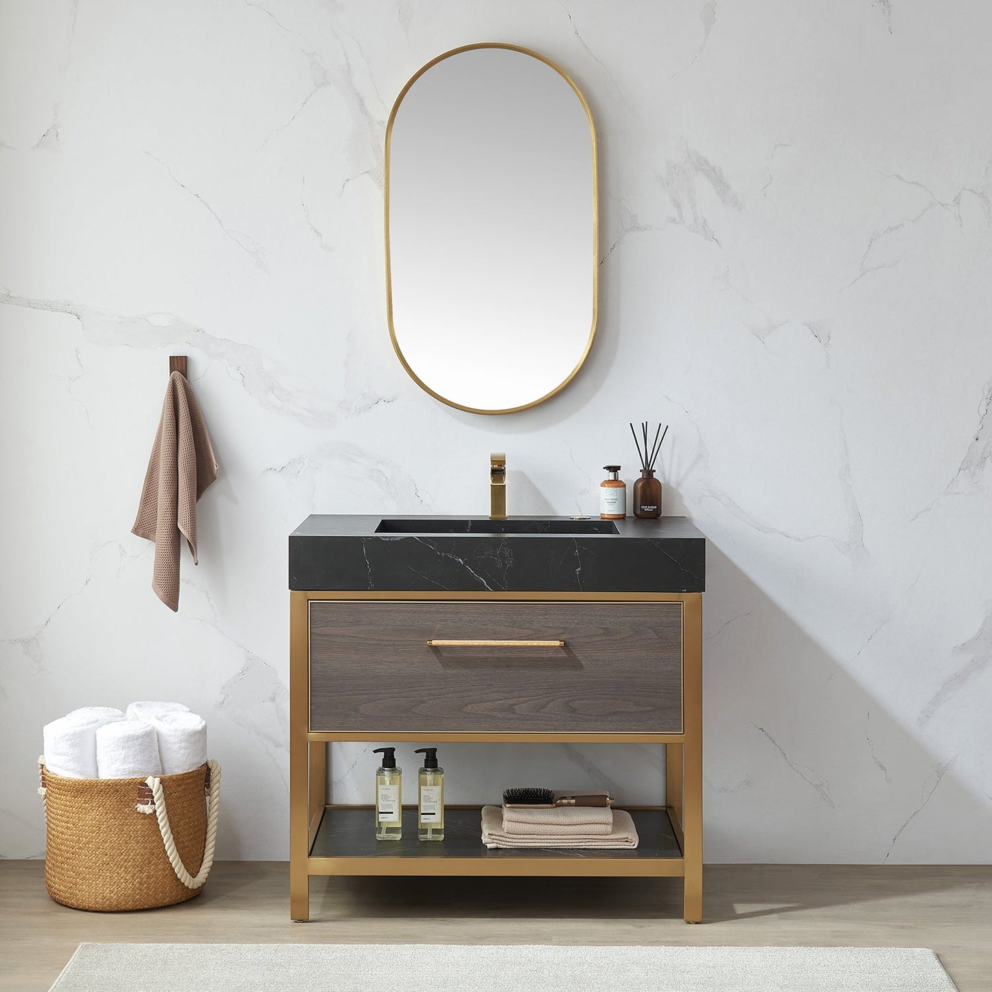 Vinnova Miajadas 20-inch bathroom vanity in Brushed Gold — view 6