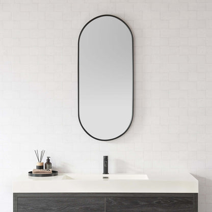 Vinnova, Miajadas 19.7 in. W x 45 in. H Oval Aluminum Framed Wall Mount Bathroom Vanity Mirror in Brushed Black