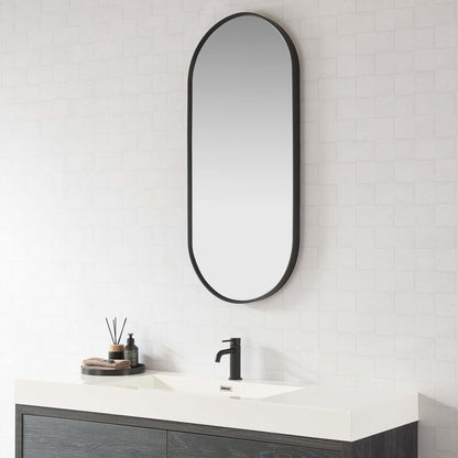 Vinnova, Miajadas 19.7 in. W x 45 in. H Oval Aluminum Framed Wall Mount Bathroom Vanity Mirror in Brushed Black