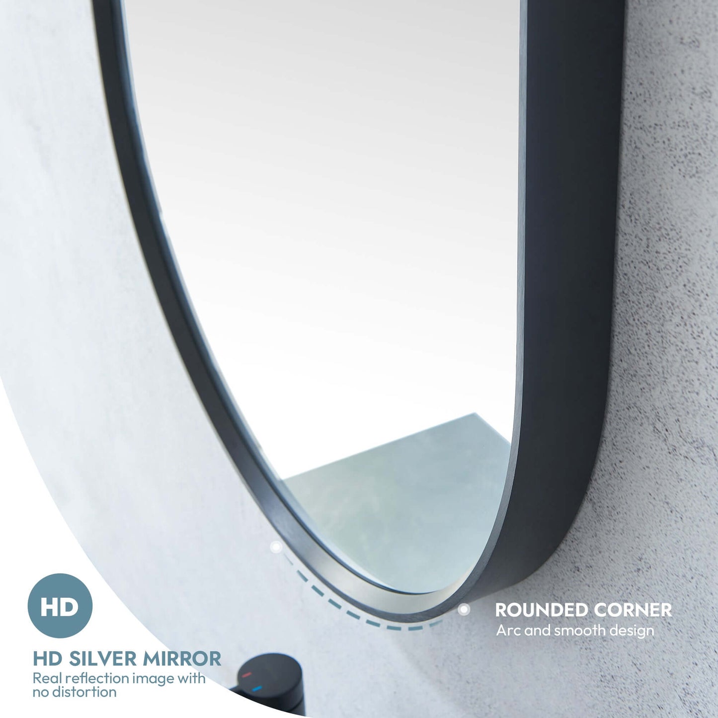 Vinnova, Miajadas 19.7 in. W x 45 in. H Oval Aluminum Framed Wall Mount Bathroom Vanity Mirror in Brushed Black