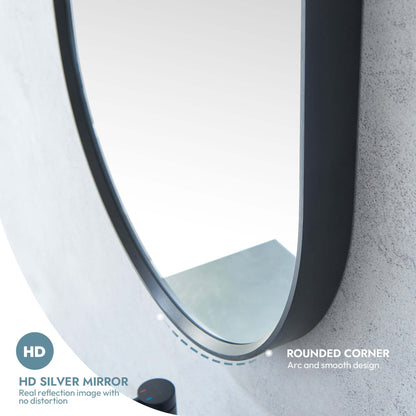 Vinnova, Miajadas 19.7 in. W x 45 in. H Oval Aluminum Framed Wall Mount Bathroom Vanity Mirror in Brushed Black