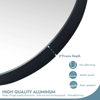 Vinnova, Miajadas 19.7 in. W x 45 in. H Oval Aluminum Framed Wall Mount Bathroom Vanity Mirror in Brushed Black