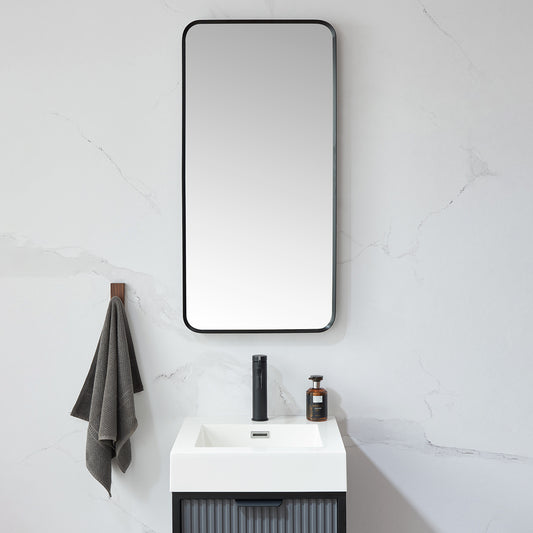Vinnova, Mutriku 18 in. W x 36 in. H Rectangle Metal Wall Mirror in Brushed Black