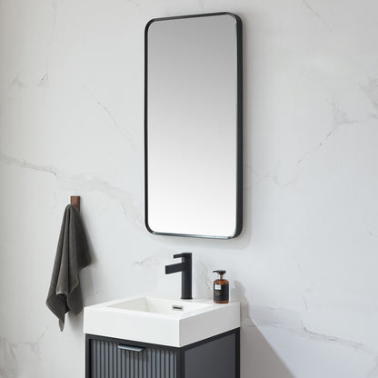 Vinnova, Mutriku 18 in. W x 36 in. H Rectangle Metal Wall Mirror in Brushed Black