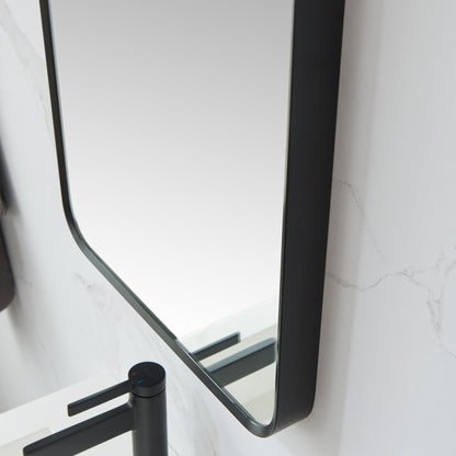 Vinnova, Mutriku 18 in. W x 36 in. H Rectangle Metal Wall Mirror in Brushed Black