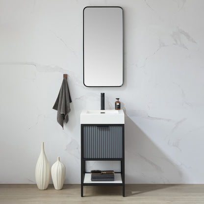 Vinnova, Mutriku 18 in. W x 36 in. H Rectangle Metal Wall Mirror in Brushed Black