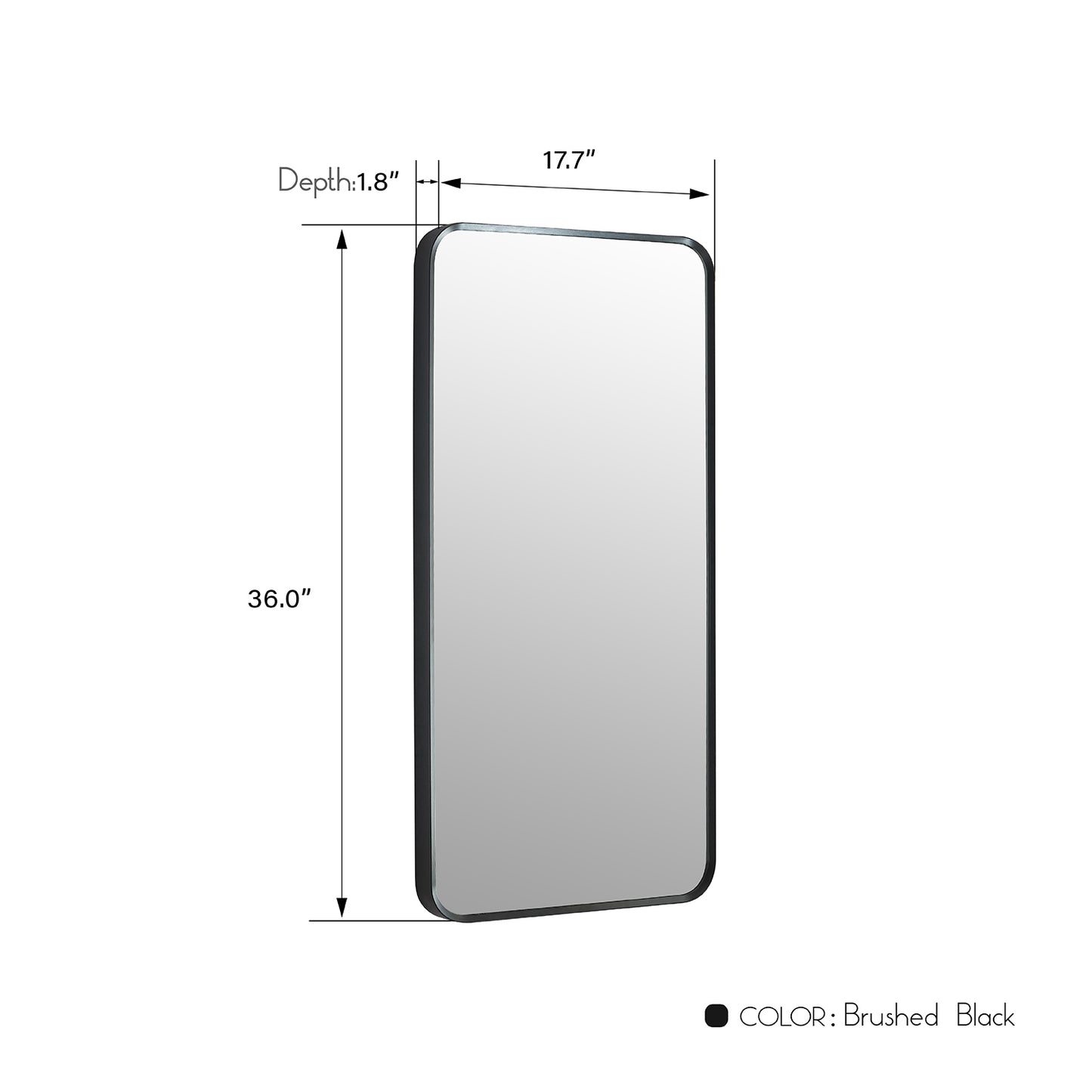 Vinnova, Mutriku 18 in. W x 36 in. H Rectangle Metal Wall Mirror in Brushed Black