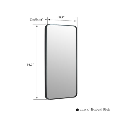 Vinnova, Mutriku 18 in. W x 36 in. H Rectangle Metal Wall Mirror in Brushed Black