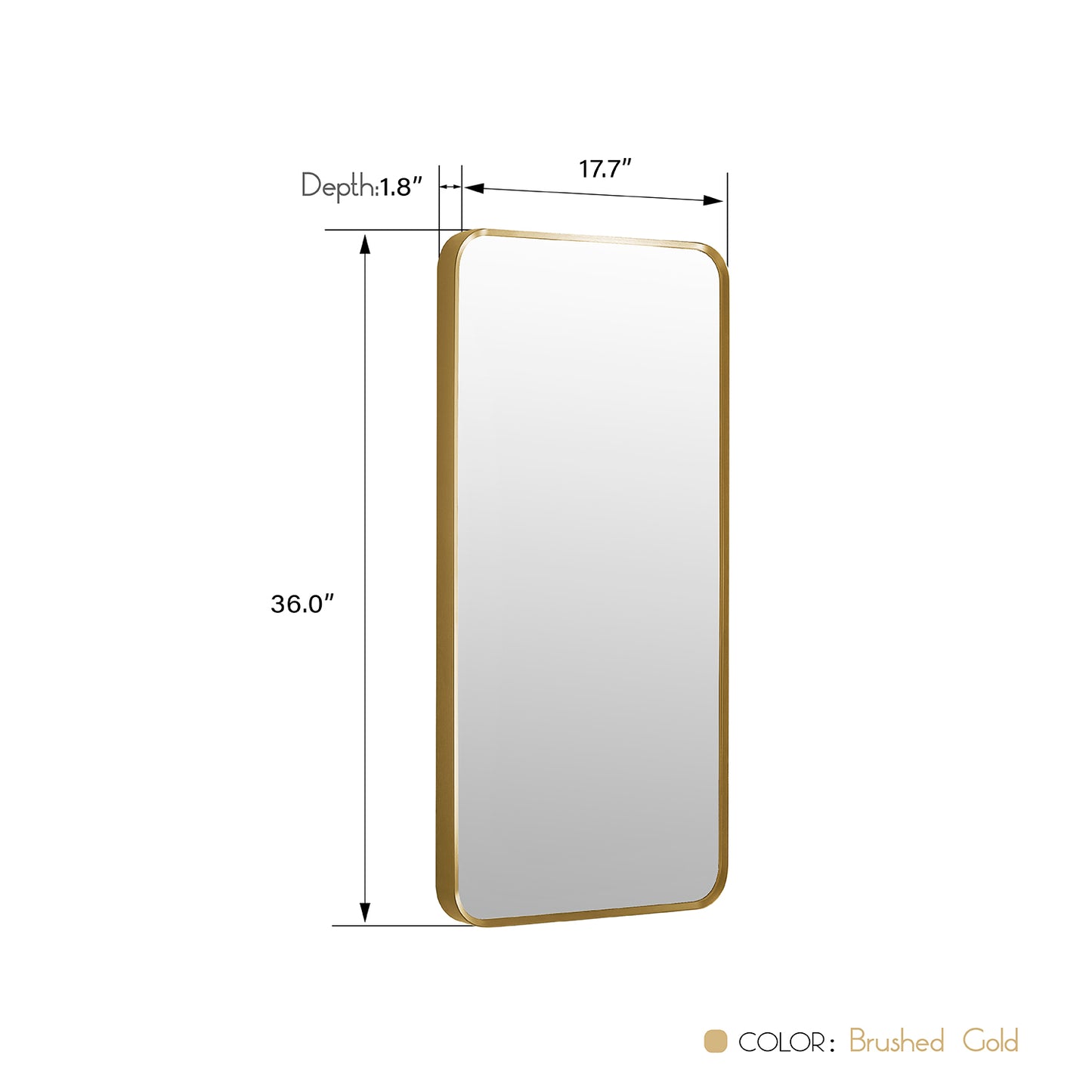 Vinnova, Mutriku 18 in. W x 36 in. H Rectangle Metal Wall Mirror in Brushed Gold
