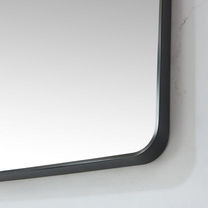 Vinnova, Mutriku 24 in. W x 36 in. H Rectangle Metal Wall Mirror in Brushed Black