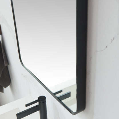 Vinnova, Mutriku 24 in. W x 36 in. H Rectangle Metal Wall Mirror in Brushed Black
