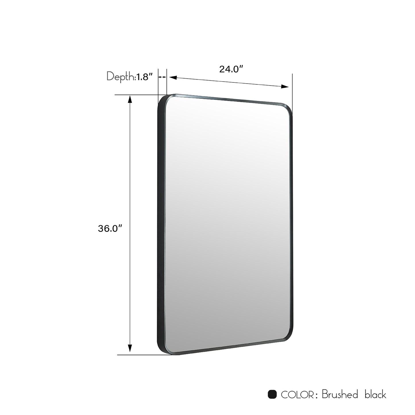 Vinnova, Mutriku 24 in. W x 36 in. H Rectangle Metal Wall Mirror in Brushed Black