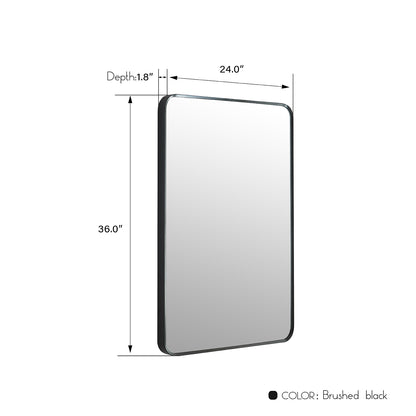 Vinnova, Mutriku 24 in. W x 36 in. H Rectangle Metal Wall Mirror in Brushed Black
