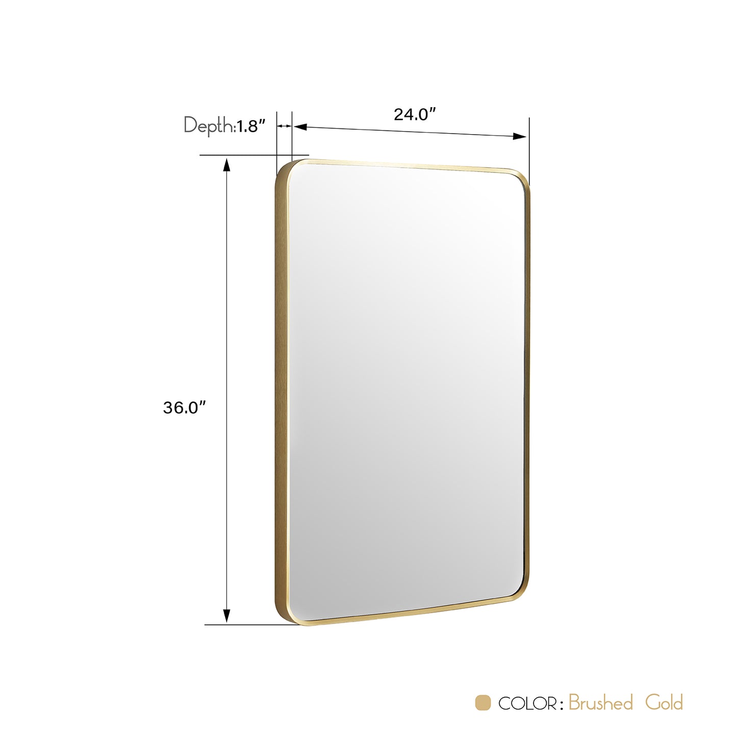 Vinnova, Mutriku 24 in. W x 36 in. H Rectangle Metal Wall Mirror in Brushed Gold
