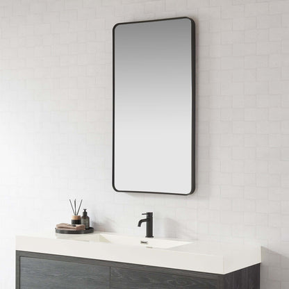 Vinnova, Mutriku 24 in. W x 45 in. H Rectangle Aluminum Framed Wall Mount Bathroom Vanity Mirror in Brushed Black