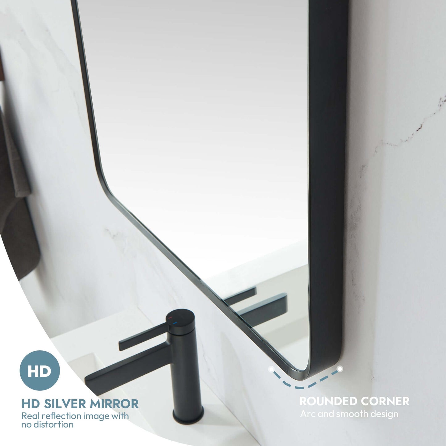 Vinnova, Mutriku 24 in. W x 45 in. H Rectangle Aluminum Framed Wall Mount Bathroom Vanity Mirror in Brushed Black