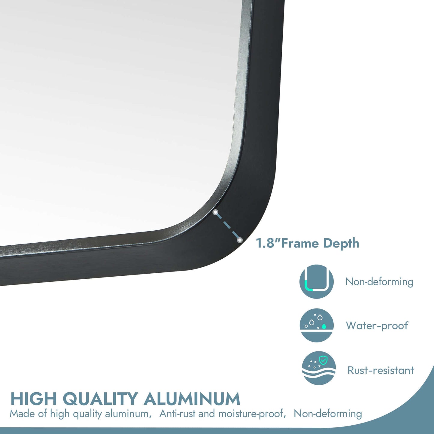 Vinnova, Mutriku 24 in. W x 45 in. H Rectangle Aluminum Framed Wall Mount Bathroom Vanity Mirror in Brushed Black