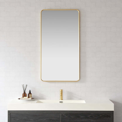 Vinnova, Mutriku 24 in. W x 45 in. H Rectangle Aluminum Framed Wall Mount Bathroom Vanity Mirror in Brushed Gold