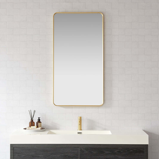 Vinnova, Mutriku 24 in. W x 45 in. H Rectangle Aluminum Framed Wall Mount Bathroom Vanity Mirror in Brushed Gold