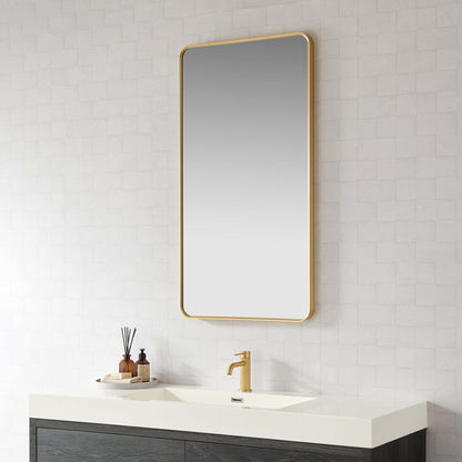 Vinnova, Mutriku 24 in. W x 45 in. H Rectangle Aluminum Framed Wall Mount Bathroom Vanity Mirror in Brushed Gold