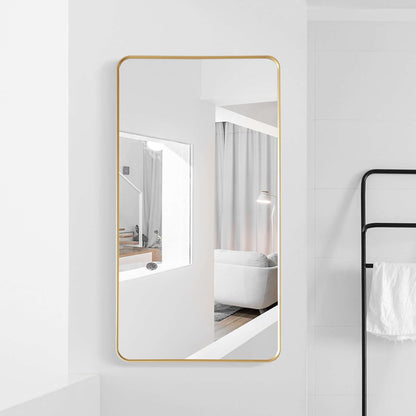 Vinnova, Mutriku 24 in. W x 45 in. H Rectangle Aluminum Framed Wall Mount Bathroom Vanity Mirror in Brushed Gold
