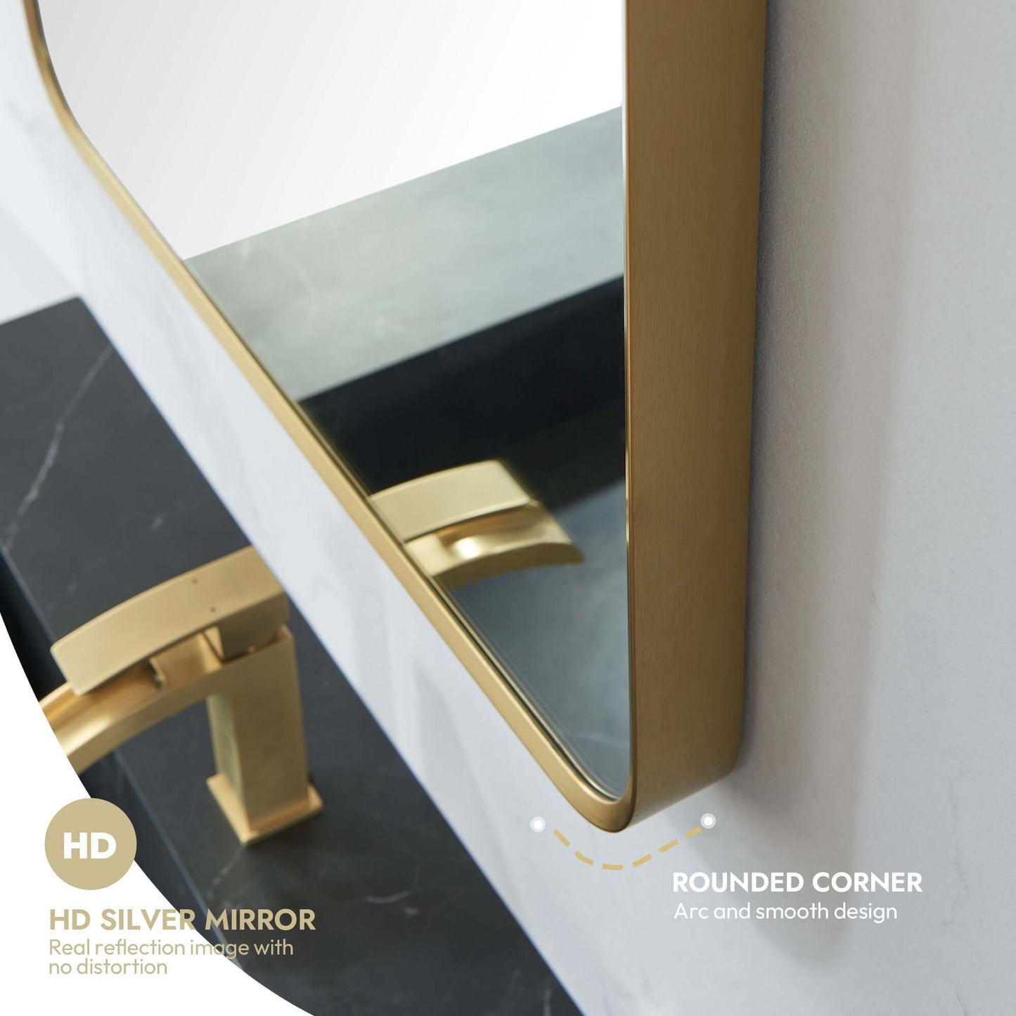 Vinnova, Mutriku 24 in. W x 45 in. H Rectangle Aluminum Framed Wall Mount Bathroom Vanity Mirror in Brushed Gold