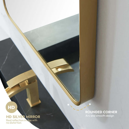Vinnova, Mutriku 24 in. W x 45 in. H Rectangle Aluminum Framed Wall Mount Bathroom Vanity Mirror in Brushed Gold
