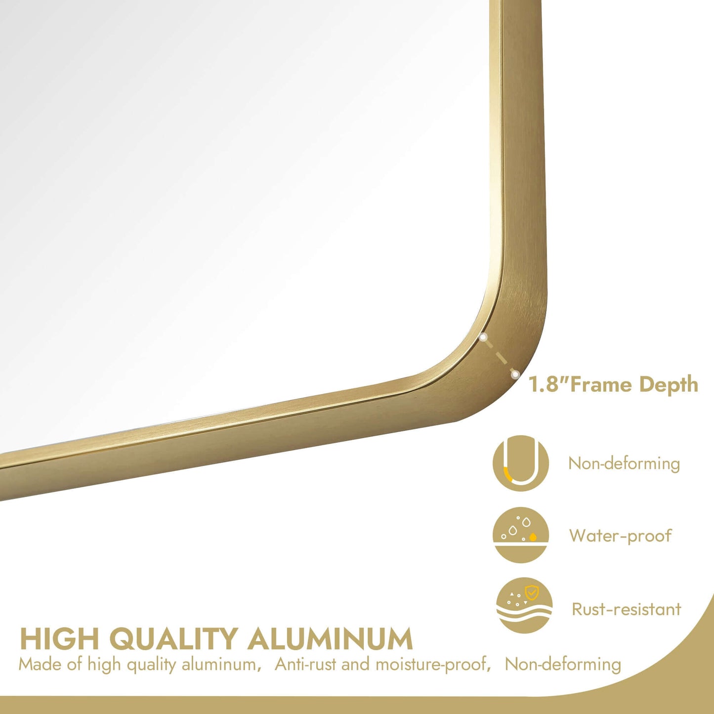 Vinnova, Mutriku 24 in. W x 45 in. H Rectangle Aluminum Framed Wall Mount Bathroom Vanity Mirror in Brushed Gold