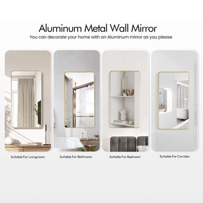 Vinnova, Mutriku 24 in. W x 45 in. H Rectangle Aluminum Framed Wall Mount Bathroom Vanity Mirror in Brushed Gold