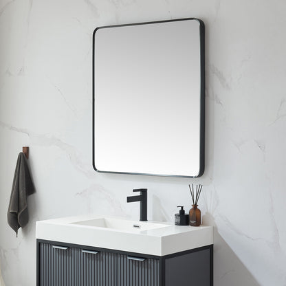 Vinnova, Mutriku 32 in. W x 36 in. H Rectangle Metal Wall Mirror in Brushed Black