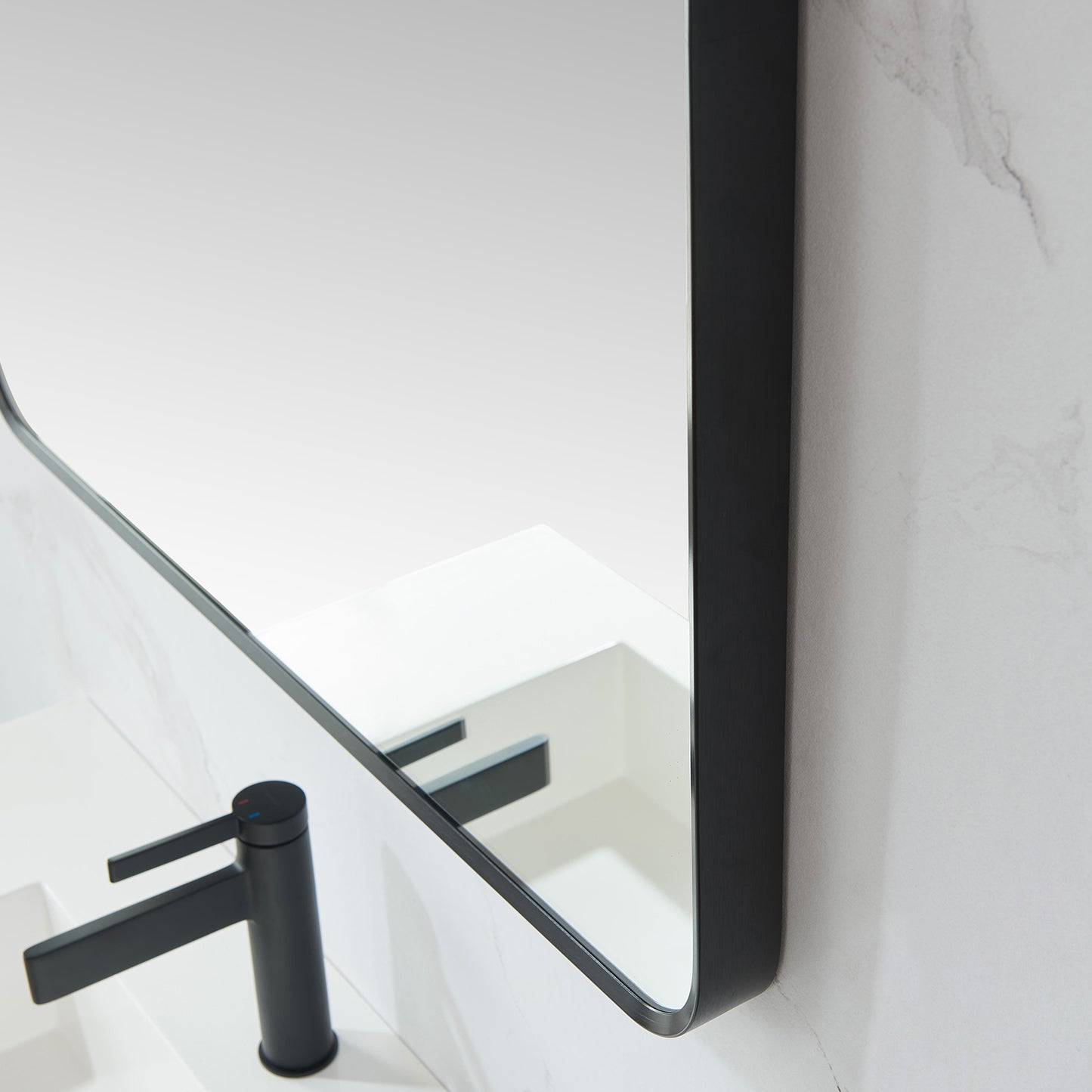 Vinnova, Mutriku 32 in. W x 36 in. H Rectangle Metal Wall Mirror in Brushed Black