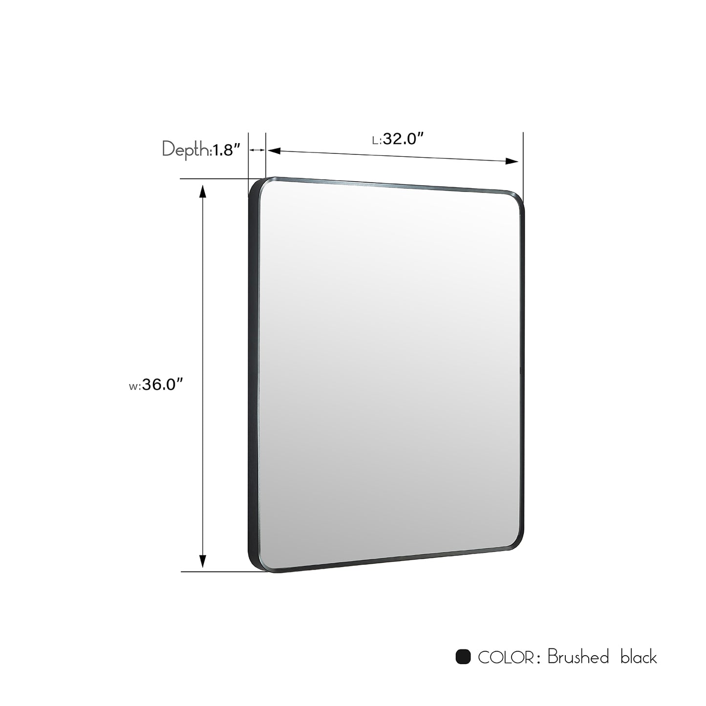 Vinnova, Mutriku 32 in. W x 36 in. H Rectangle Metal Wall Mirror in Brushed Black