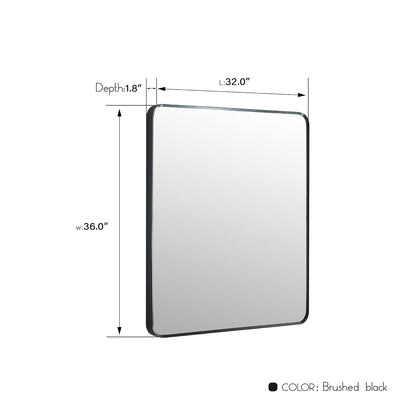 Vinnova, Mutriku 32 in. W x 36 in. H Rectangle Metal Wall Mirror in Brushed Black