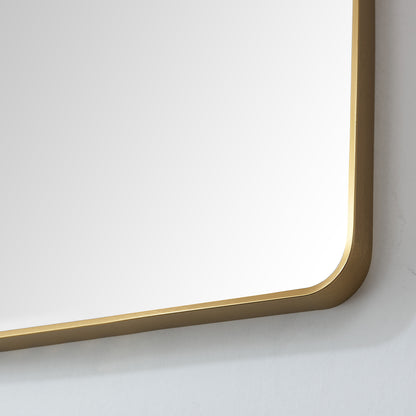 Vinnova, Mutriku 32 in. W x 36 in. H Rectangle Metal Wall Mirror in Brushed Gold