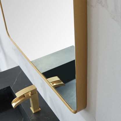 Vinnova, Mutriku 32 in. W x 36 in. H Rectangle Metal Wall Mirror in Brushed Gold