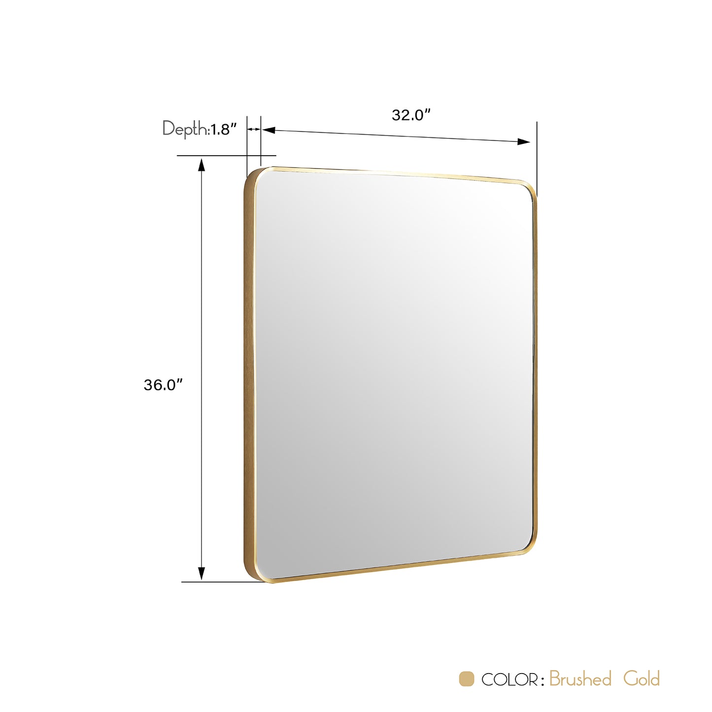 Vinnova, Mutriku 32 in. W x 36 in. H Rectangle Metal Wall Mirror in Brushed Gold